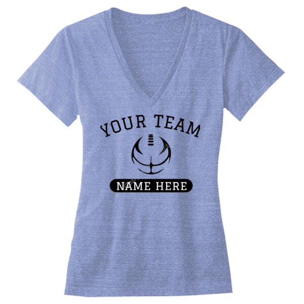 Football Outline Full Custom - Ladies' Triblend Deep V-Neck T-Shirt Thumbnail