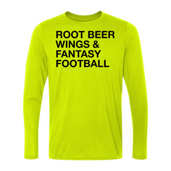 Root Beer Wings & Fantasy Football - Light Long Sleeve Ultra Performance 100% Performance T Shirt Thumbnail