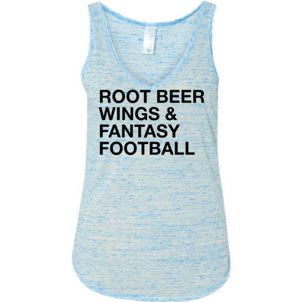 Root Beer Wings & Fantasy Football - Ladies' Flowy V-Neck Tank Thumbnail