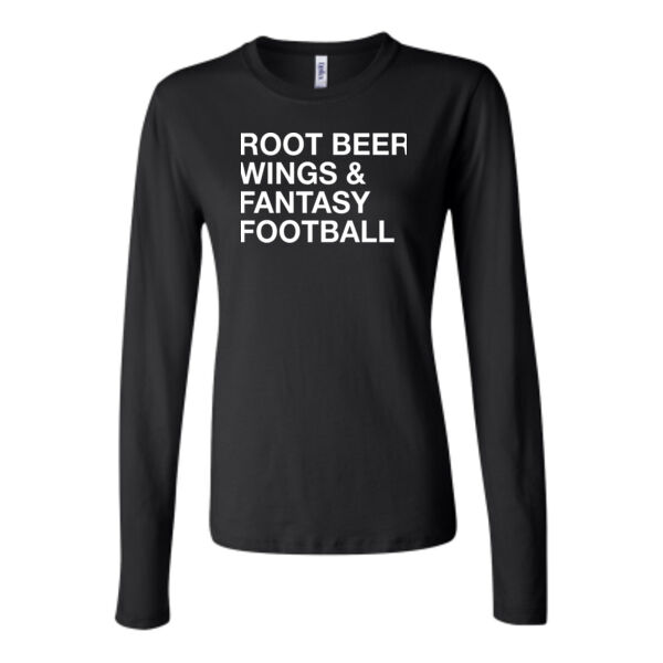 Root Beer Wings & Fantasy Football - Bella Long Sleeve Crew Tee Thumbnail