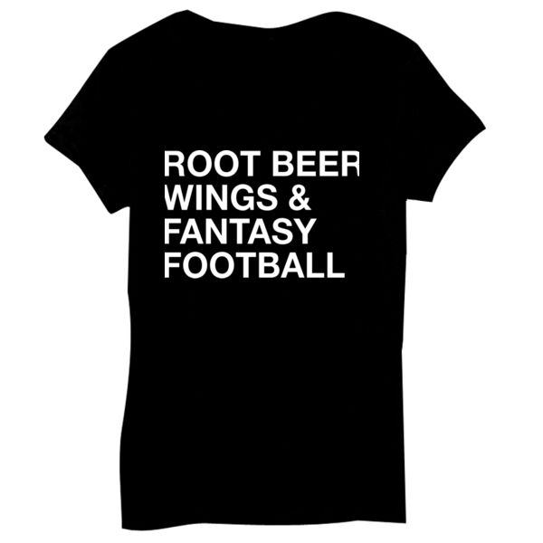 Root Beer Wings & Fantasy Football - Bella Short-Sleeve V-Neck T-Shirt Thumbnail