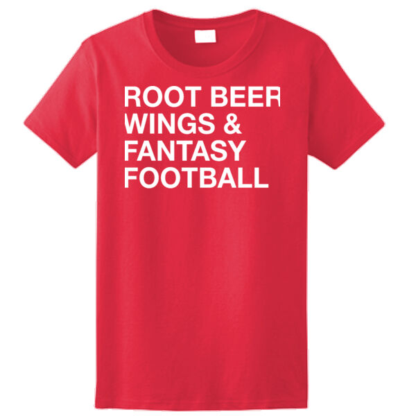 Root Beer Wings & Fantasy Football - Ladies Ultra Cotton™ 100% Cotton T Shirt Thumbnail