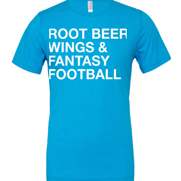 Root Beer Wings & Fantasy Football - Cotton/Polyester T-Shirt Thumbnail