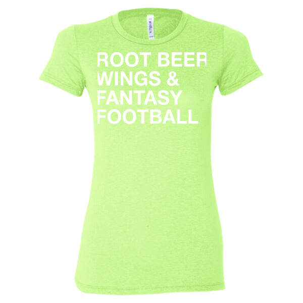 Root Beer Wings & Fantasy Football - Ladies' Cotton/Polyester T-Shirt Thumbnail