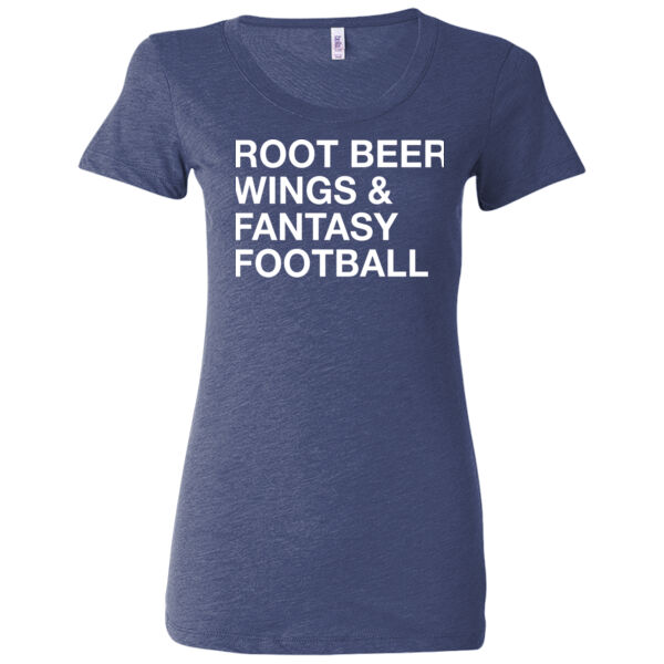 Root Beer Wings & Fantasy Football - Ladies' Triblend Short Sleeve T-Shirt Thumbnail