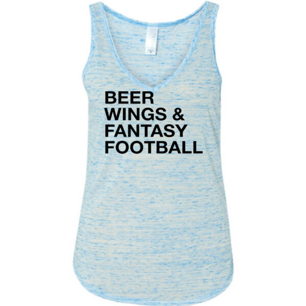 Beer Wings & Fantasy Football - Ladies' Flowy V-Neck Tank Thumbnail
