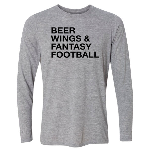 Beer Wings & Fantasy Football - Light Long Sleeve Ultra Performance 100% Performance T Shirt Thumbnail
