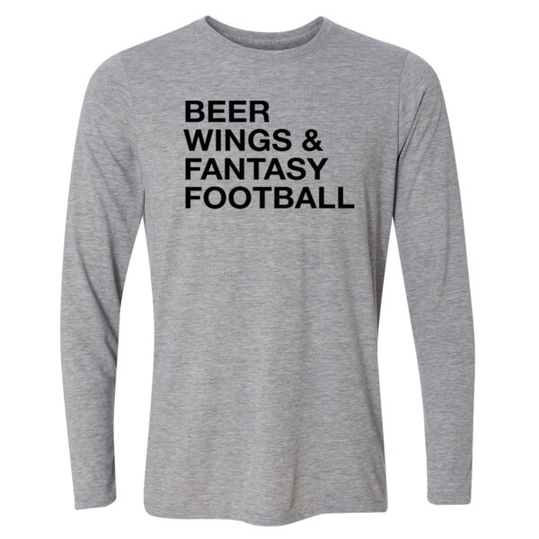 Beer Wings & Fantasy Football - Light Youth Long Sleeve Ultra Performance 100% Performance T Shirt Thumbnail