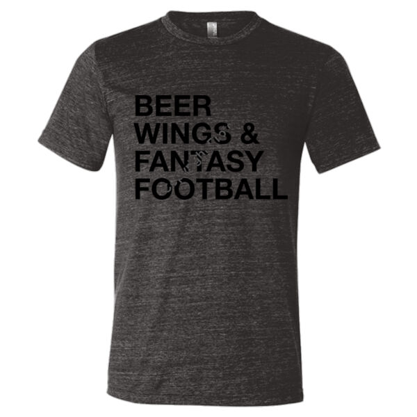 Beer Wings & Fantasy Football - Triblend Short Sleeve T-Shirt Thumbnail