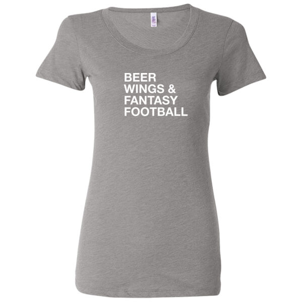 Beer Wings & Fantasy Football - Ladies' Triblend Short Sleeve T-Shirt Thumbnail