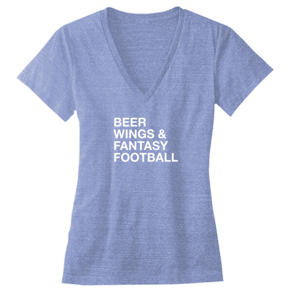 Beer Wings & Fantasy Football - Ladies' Triblend Deep V-Neck T-Shirt Thumbnail