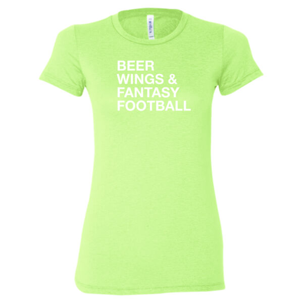 Beer Wings & Fantasy Football - Ladies' Cotton/Polyester T-Shirt Thumbnail