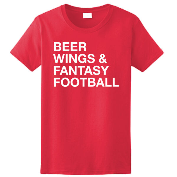 Beer Wings & Fantasy Football - Ladies Ultra Cotton™ 100% Cotton T Shirt Thumbnail