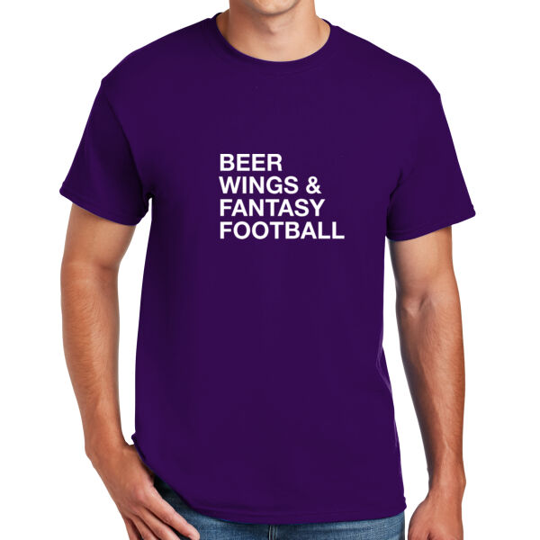 Beer Wings & Fantasy Football - DryBlend™ 50 Cotton/50 DryBlend™Poly T Shirt Thumbnail