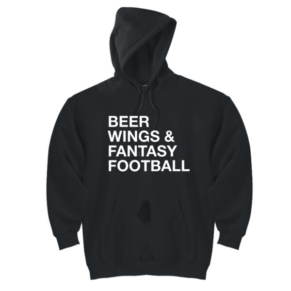 Beer Wings & Fantasy Football - DryBlend™ Pullover Hooded Sweatshirt Thumbnail