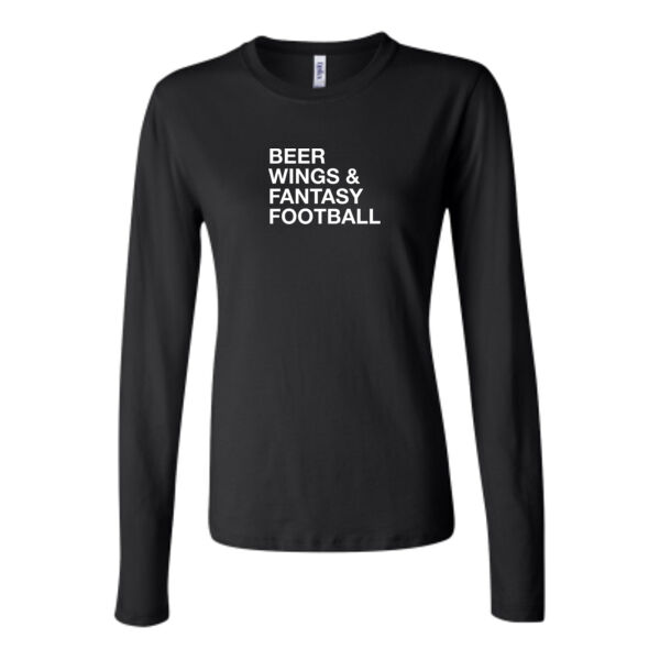 Beer Wings & Fantasy Football - Bella Long Sleeve Crew Tee Thumbnail