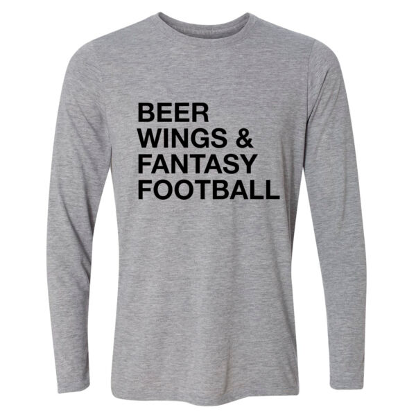 Beer Wings & Fantasy Football - Light Youth Long Sleeve Ultra Performance Active Lifestyle T Shirt Thumbnail