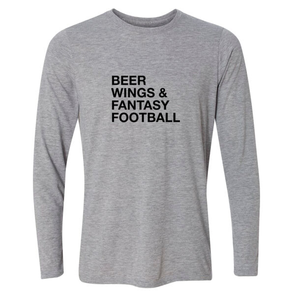 Beer Wings & Fantasy Football - Light Long Sleeve Ultra Performance Active Lifestyle T Shirt Thumbnail