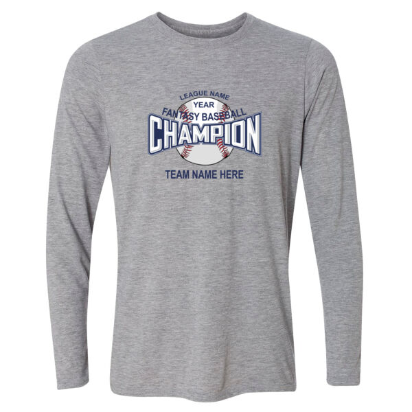 Custom Fantasy Baseball Champion T-shirt with baseball - Light Long Sleeve Ultra Performance Active Lifestyle T Shirt Thumbnail