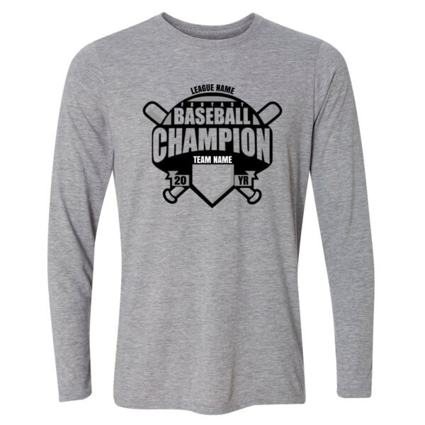 Custom Fantasy Baseball Champion T-shirt Bats Black - Light Youth Long Sleeve Ultra Performance Active Lifestyle T Shirt Thumbnail