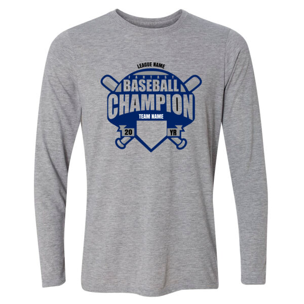 Custom Fantasy Baseball Champion T-shirt Bats (Navy) - Light Long Sleeve Ultra Performance Active Lifestyle T Shirt Thumbnail