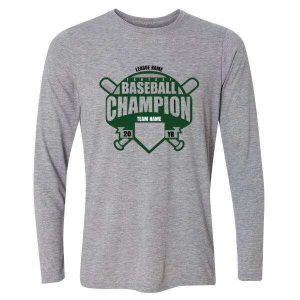Custom Fantasy Baseball Champion T-shirt Bats (Green) - Light Long Sleeve Ultra Performance Active Lifestyle T Shirt Thumbnail