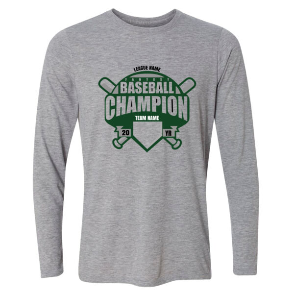 Custom Fantasy Baseball Champion T-shirt Bats (Green) - Light Youth Long Sleeve Ultra Performance Active Lifestyle T Shirt Thumbnail