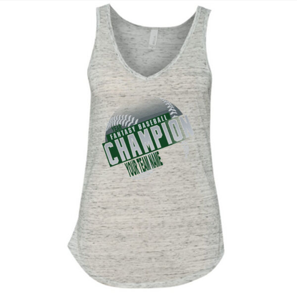 Custom Fantasy Baseball Champion T-shirt Laces Green - Ladies' Flowy V-Neck Tank Thumbnail
