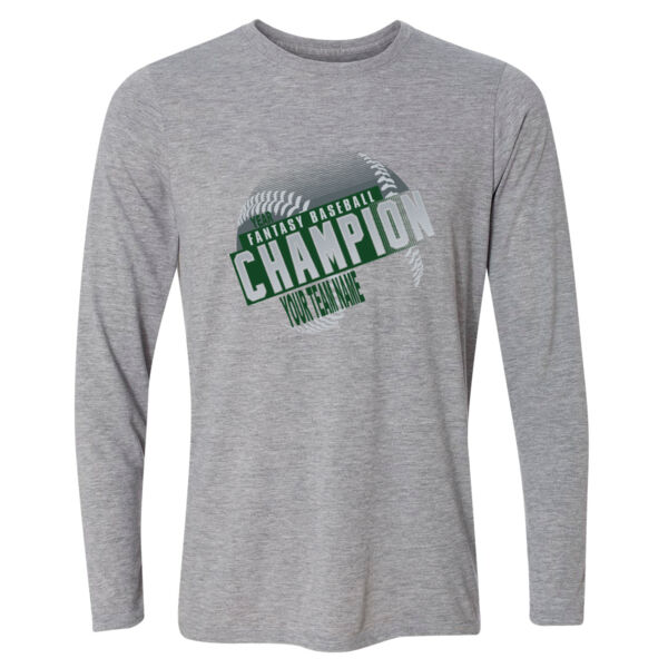 Custom Fantasy Baseball Champion T-shirt Laces Green - Light Youth Long Sleeve Ultra Performance Active Lifestyle T Shirt Thumbnail
