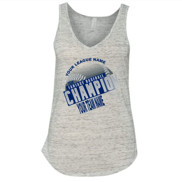 Custom Fantasy Baseball Champion T-shirt Laces Blue - Ladies' Flowy V-Neck Tank Thumbnail