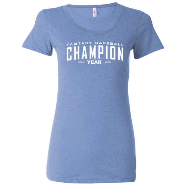Custom Fantasy Baseball Champion Words - White - Ladies' Triblend Short Sleeve T-Shirt Thumbnail
