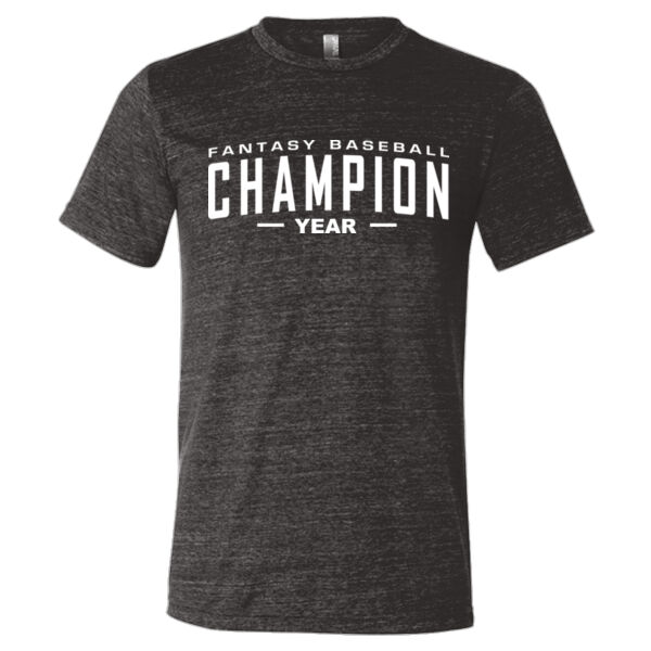 Custom Fantasy Baseball Champion Words - White - Triblend Short Sleeve T-Shirt Thumbnail