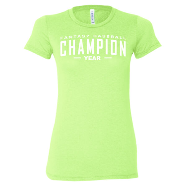 Custom Fantasy Baseball Champion Words - White - Ladies' Cotton/Polyester T-Shirt Thumbnail