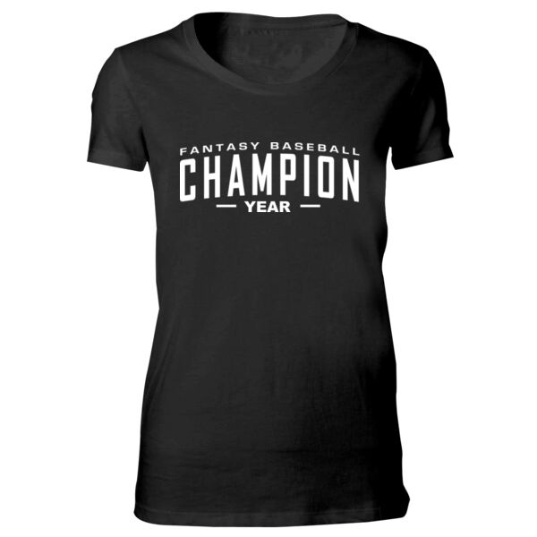 Custom Fantasy Baseball Champion Words - White - Bella Favorite T-Shirt Thumbnail