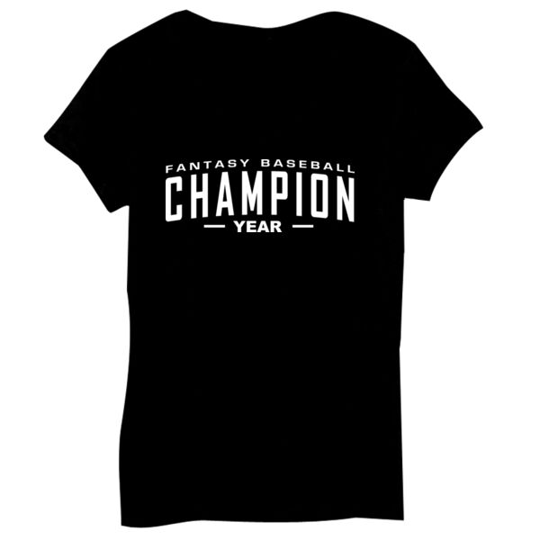 Custom Fantasy Baseball Champion Words - White - Bella Short-Sleeve V-Neck T-Shirt Thumbnail