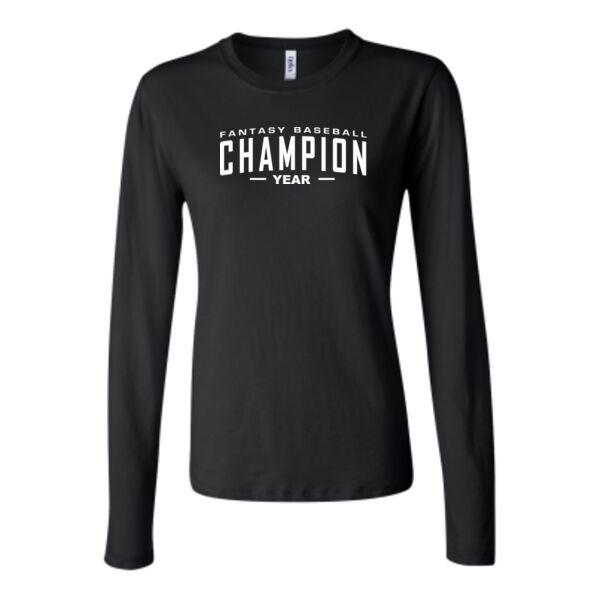 Custom Fantasy Baseball Champion Words - White - Bella Long Sleeve Crew Tee Thumbnail