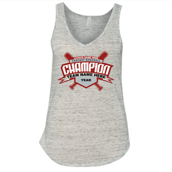 Custom Fantasy Baseball Champion T-shirt Bats 2 Red - Ladies' Flowy V-Neck Tank Thumbnail