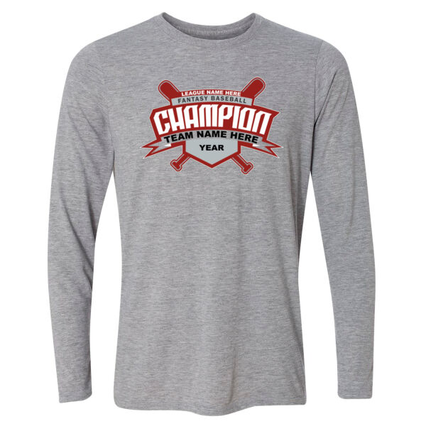 Custom Fantasy Baseball Champion T-shirt Bats 2 Red - Light Long Sleeve Ultra Performance Active Lifestyle T Shirt Thumbnail