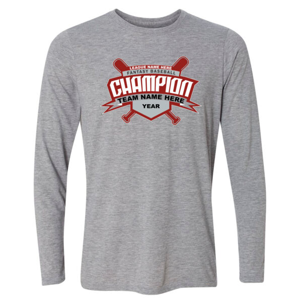 Custom Fantasy Baseball Champion T-shirt Bats 2 Red - Light Youth Long Sleeve Ultra Performance Active Lifestyle T Shirt Thumbnail