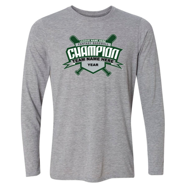 Custom Fantasy Baseball Champion T-shirt Bats 2 Green - Light Long Sleeve Ultra Performance Active Lifestyle T Shirt Thumbnail