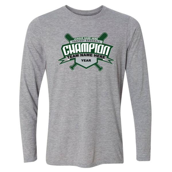 Custom Fantasy Baseball Champion T-shirt Bats 2 Green - Light Youth Long Sleeve Ultra Performance Active Lifestyle T Shirt Thumbnail