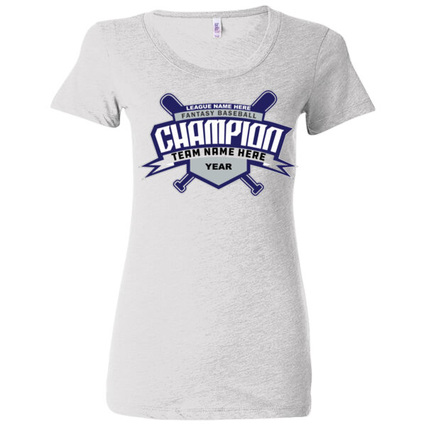 Custom Fantasy Baseball Champion T-shirt Bats 2 Blue - (S) Ladies' Triblend Short Sleeve T-Shirt Thumbnail