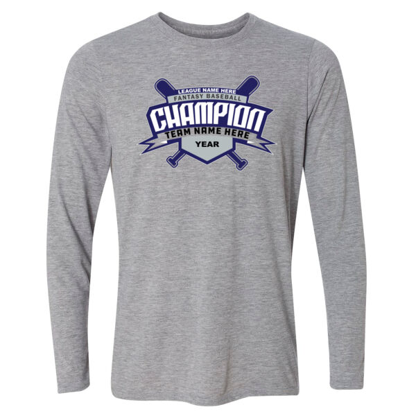 Custom Fantasy Baseball Champion T-shirt Bats 2 Blue - Light Long Sleeve Ultra Performance Active Lifestyle T Shirt Thumbnail