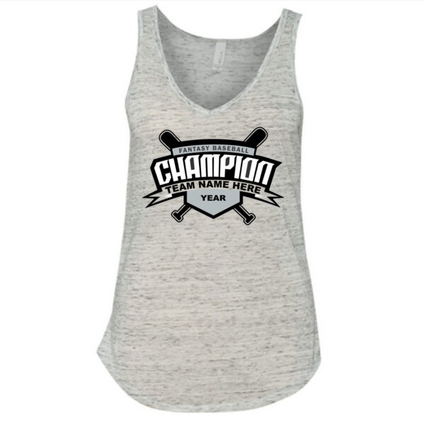 Custom Fantasy Baseball Champion T-shirt Bats 2 Black - Ladies' Flowy V-Neck Tank Thumbnail