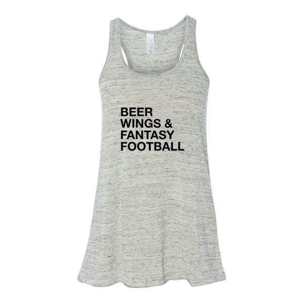Beer Wings & Fantasy Football - Bella Ladies' Flowy Racerback Tank (S) Thumbnail