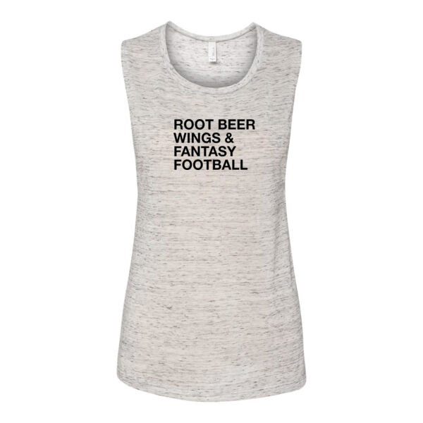 Root Beer Wings & Fantasy Football - JAmerica Polyester Fleece Hoodie - Bella Flowy Scoop Muscle Tank (S) Thumbnail